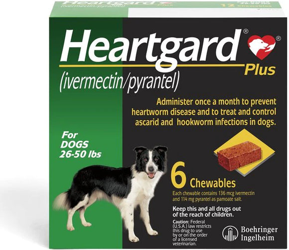 Heartgard Plus 26-50lbs Chewable Tablet (6) box