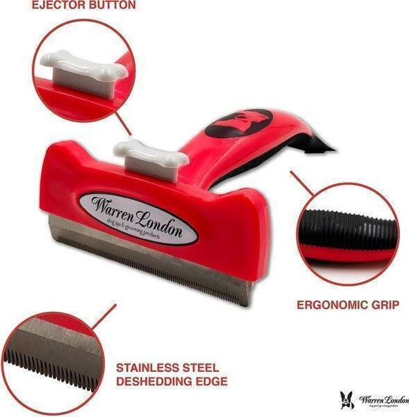 Warren London Long Hair De-shedding Tool with Injector Button Large Dogs 50 + lbs