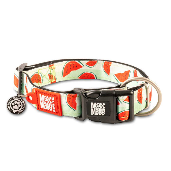 Max and Molly Dog Collar Watermelon (Comes with QR Code) Small