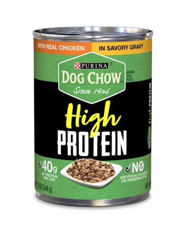 Purina® Dog Chow® Wet Food Hight Protein Classic Ground Wet Dog Food with chicken in savory gravy