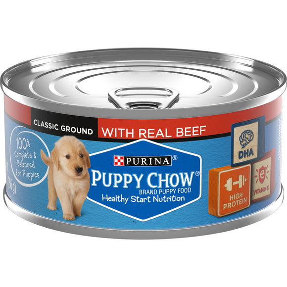 Purina puppy Classic Ground Beef tin meat (24) Case